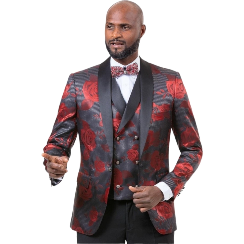 EJ SAMUEL TAGLIA FLORAL BLAZER SZ 38R P: 20" L: 29.5"